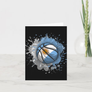 Basketball With Argentina Flag Card