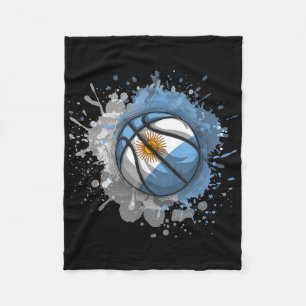 Basketball With Argentina Flag Fleece Blanket