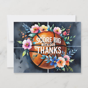 Basketball with ball Thanks a slam dunk wedding Postcard