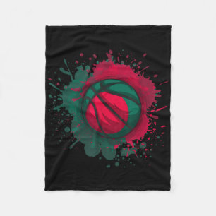 Basketball With Bangladesh Flag  Fleece Blanket