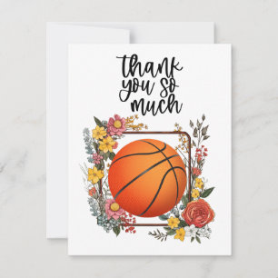 Basketball with flowers for coach  thank you card