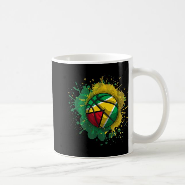 Basketball With Guyana Flag  Coffee Mug (Right)
