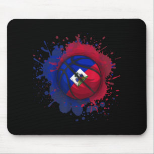 Basketball With Haiti Flag Mouse Mat