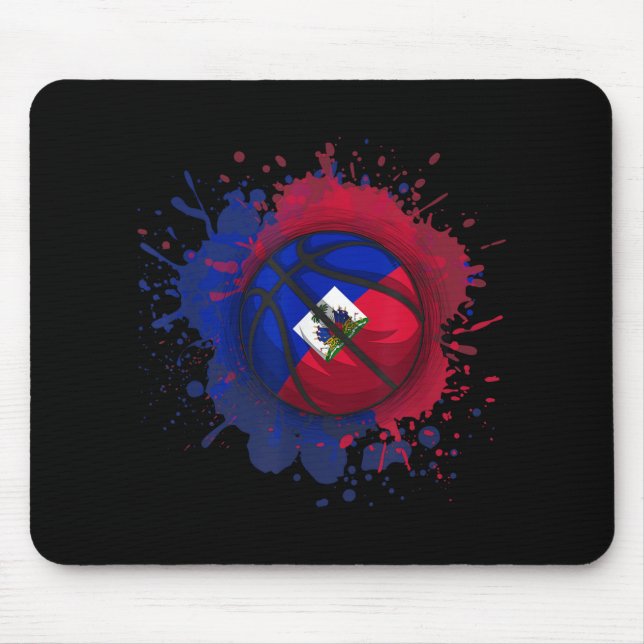 Basketball With Haiti Flag  Mouse Mat (Front)