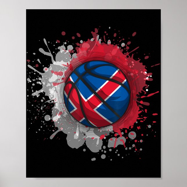 Basketball With Iceland Flag  Poster (Front)