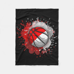 Basketball With Indonesia Flag Fleece Blanket