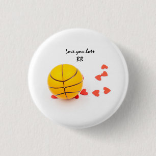 Basketball with love red hearts for Valentine 3 Cm Round Badge