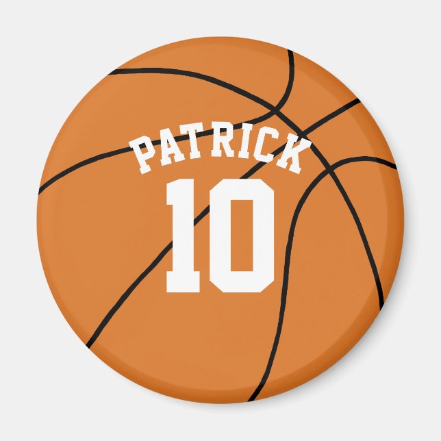 Basketball with Name and Team Number Magnet (Front)