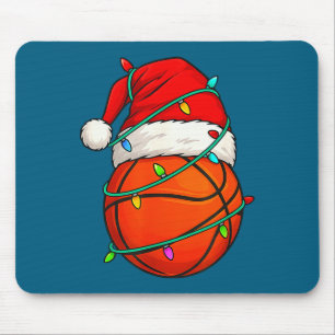 Basketball With Santa Hat Funny Christmas Xmas Gif Mouse Mat