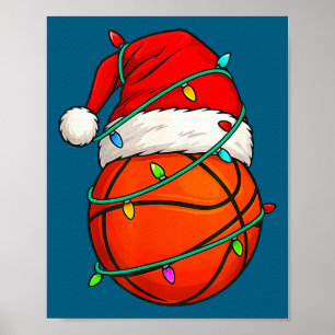 Basketball With Santa Hat Funny Christmas Xmas Gif Poster