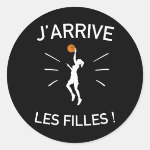 Basketball Woman Humour  Classic Round Sticker