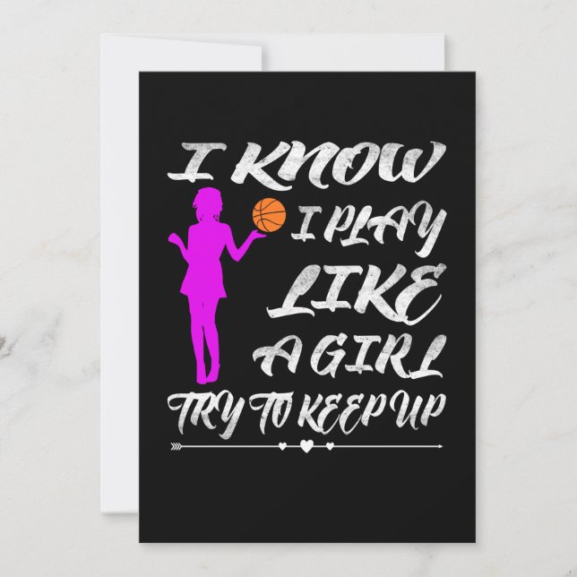 Basketball Women Funny Play Like a Girl Basketball Holiday Card (Front)