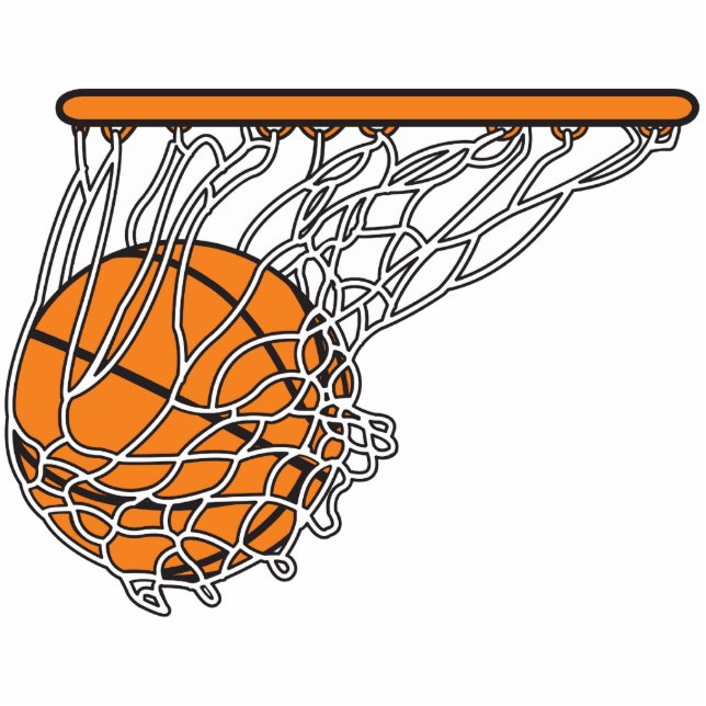 basketball woosh ball in net vector illustration standing photo sculpture (Front)