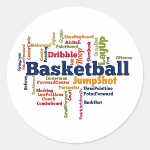 Basketball Word Cloud Classic Round Sticker