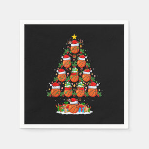 Basketball Xmas Tree Lights Funny Santa Basketball Napkin