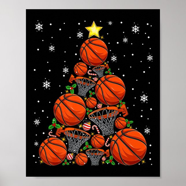 Basketball Xmas Tree Lights Santa Basketball Chris Poster (Front)