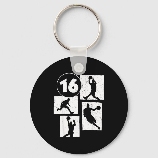 Basketball Years Player Old 16 16th Basketball Fun Key Ring (Front)