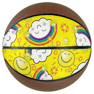 Basketball Yellow Rainbow Sun Clouds
