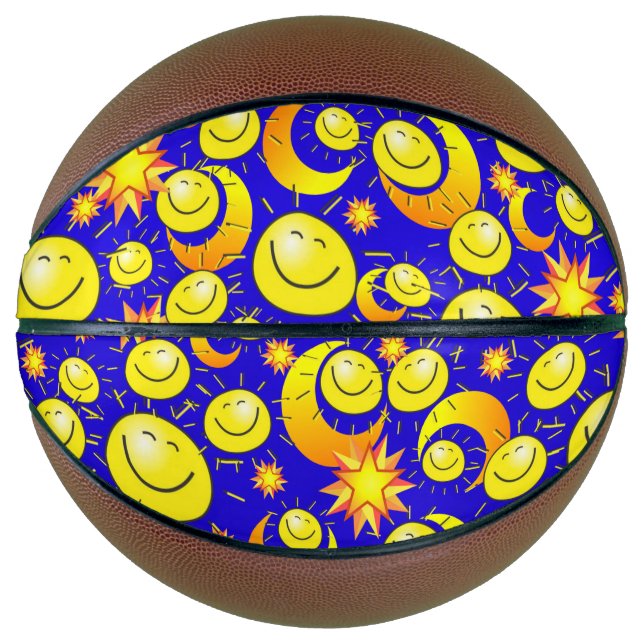 Basketball Yellow Stars Sun Moon Blue (Front)