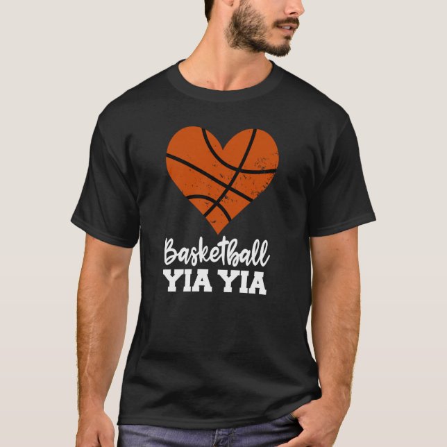 Basketball Yia Yia Basketball Heart Grandma YiaYia T-Shirt (Front)