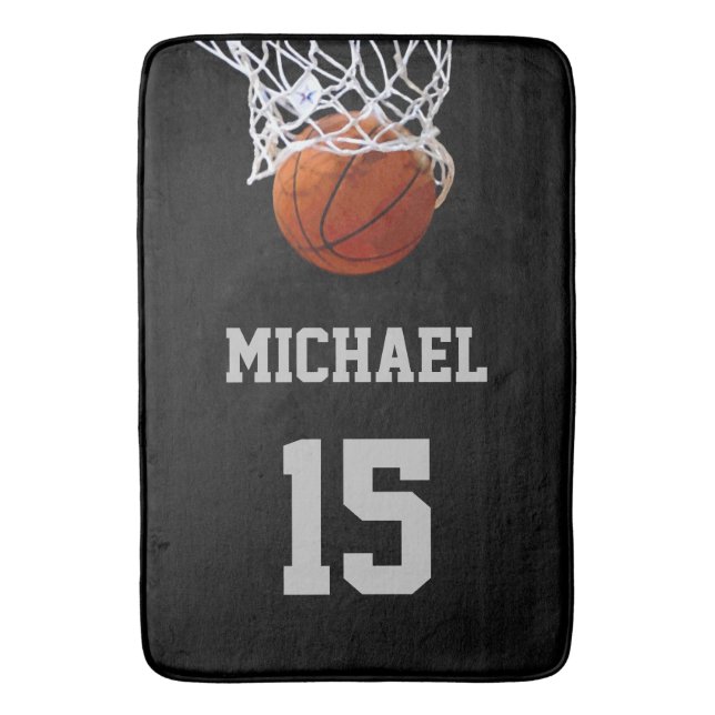 Basketball Your Name Bath Mat (Front Vertical)