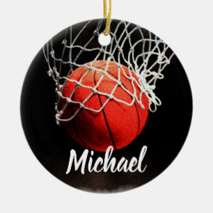 Basketball Your Name Ceramic Tree Decoration