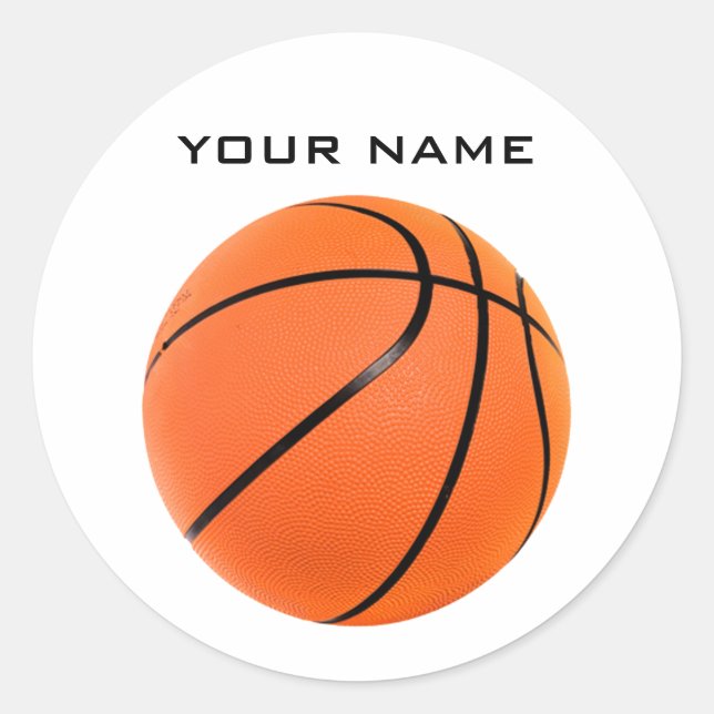Basketball Your Name Classic Round Sticker (Front)