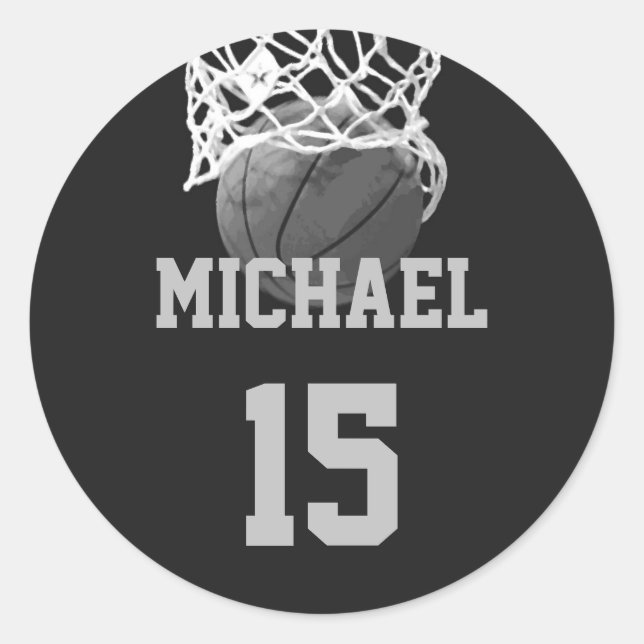 Basketball Your Name Classic Round Sticker (Front)