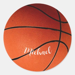 Basketball Your Name Custom Classic Round Sticker