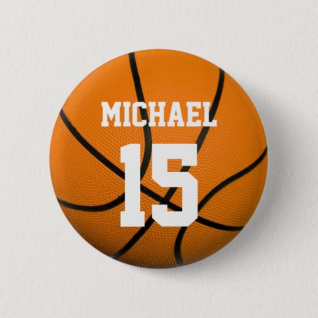Basketball Your Name Customisable 6 Cm Round Badge (Front)
