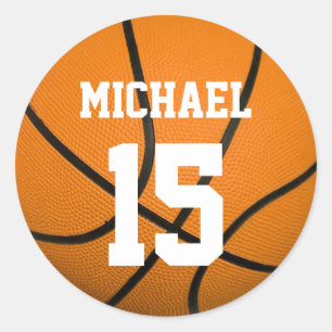 Basketball Your Name Customisable Classic Round Sticker