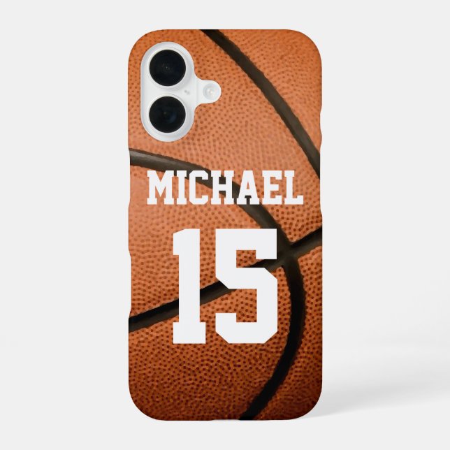 Basketball Your Name Customisable iPhone 16 Case (Back)