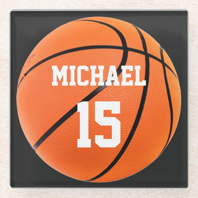 Basketball Your Name Glass Coaster (Front)