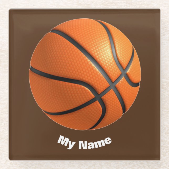 Basketball Your Name Glass Coaster (Front)