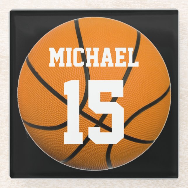 Basketball Your Name Glass Coaster (Front)
