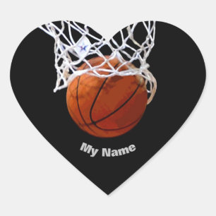 Basketball Your Name Heart Sticker