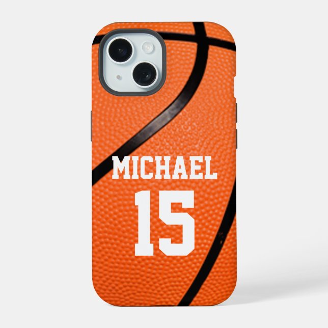 Basketball Your Name iPhone 15 Case (Back)