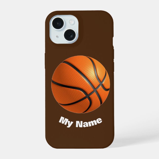 Basketball Your Name iPhone 15 Case (Back)