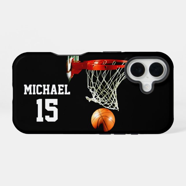 Basketball Your Name iPhone 16 Case (Back Horizontal)