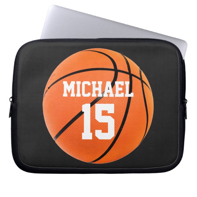 Basketball Your Name Laptop Sleeve (Front)