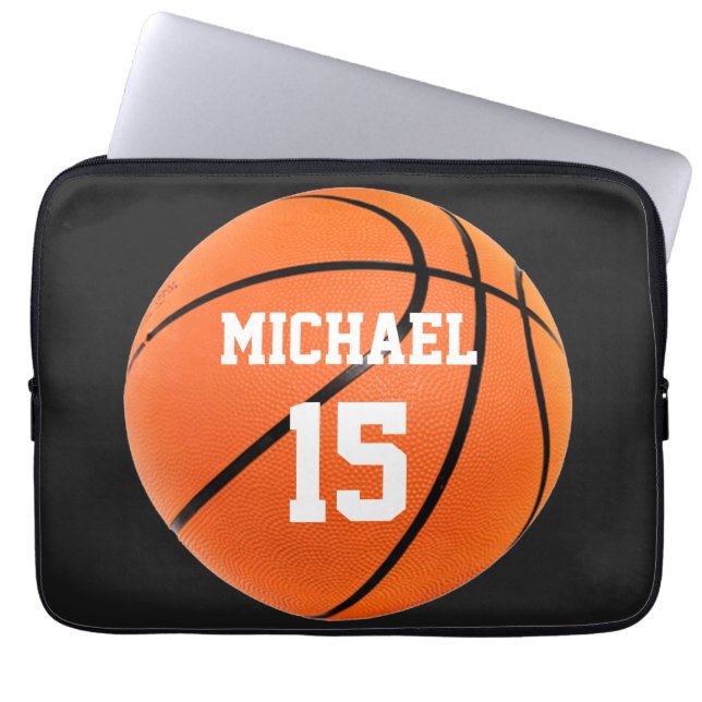 Basketball Your Name Laptop Sleeve (Front)