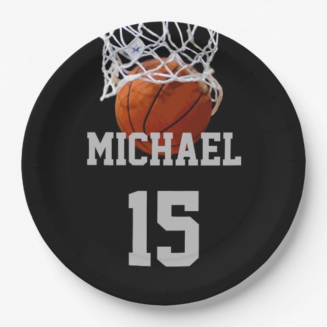 Basketball Your Name Paper Plate (Front)