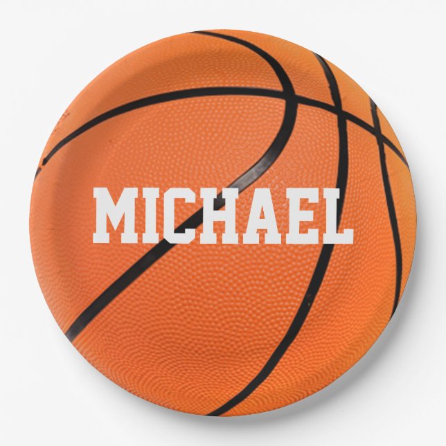 Basketball Your Name Paper Plate (Front)