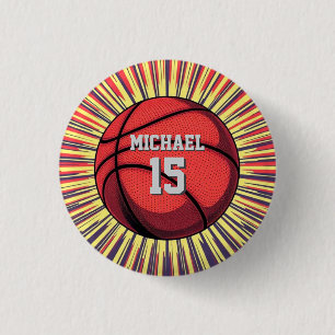 Basketball Your Name Pop Art 3 Cm Round Badge