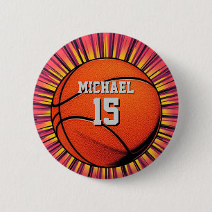 Basketball Your Name Pop Art 6 Cm Round Badge