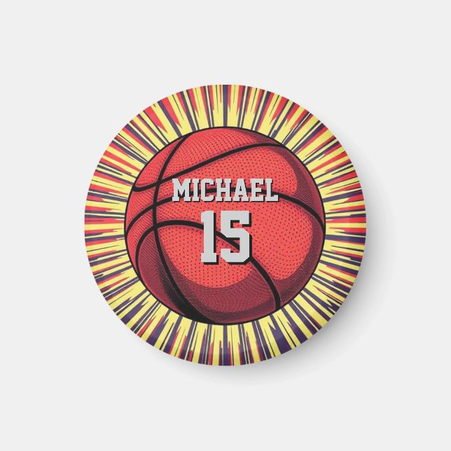 Basketball Your Name Pop Art Magnet (Front)