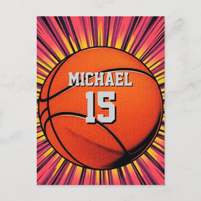 Basketball Your Name Pop Art Postcard (Front)
