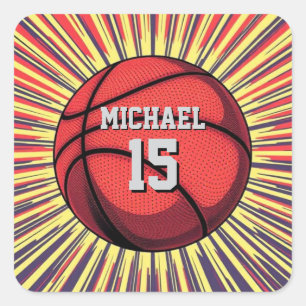 Basketball Your Name Pop Art Square Sticker
