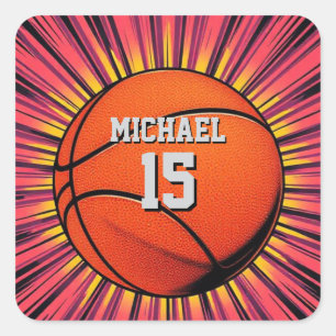 Basketball Your Name Pop Art Square Sticker