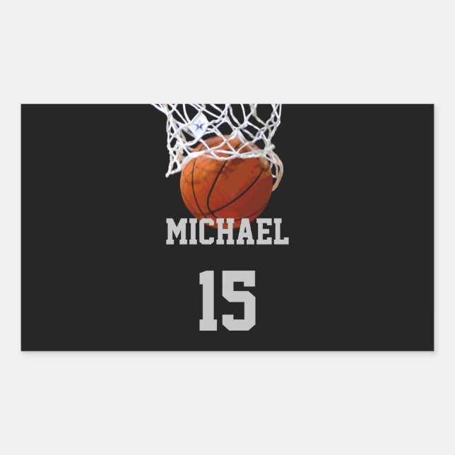 Basketball Your Name Rectangular Sticker (Front)